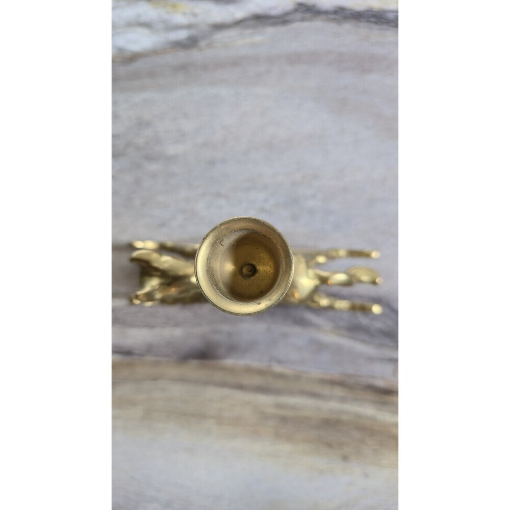 Vintage Solid Brass Rocking Horse Candlestick Holder Nursery Decor Taper Candle - Picture 7 of 8